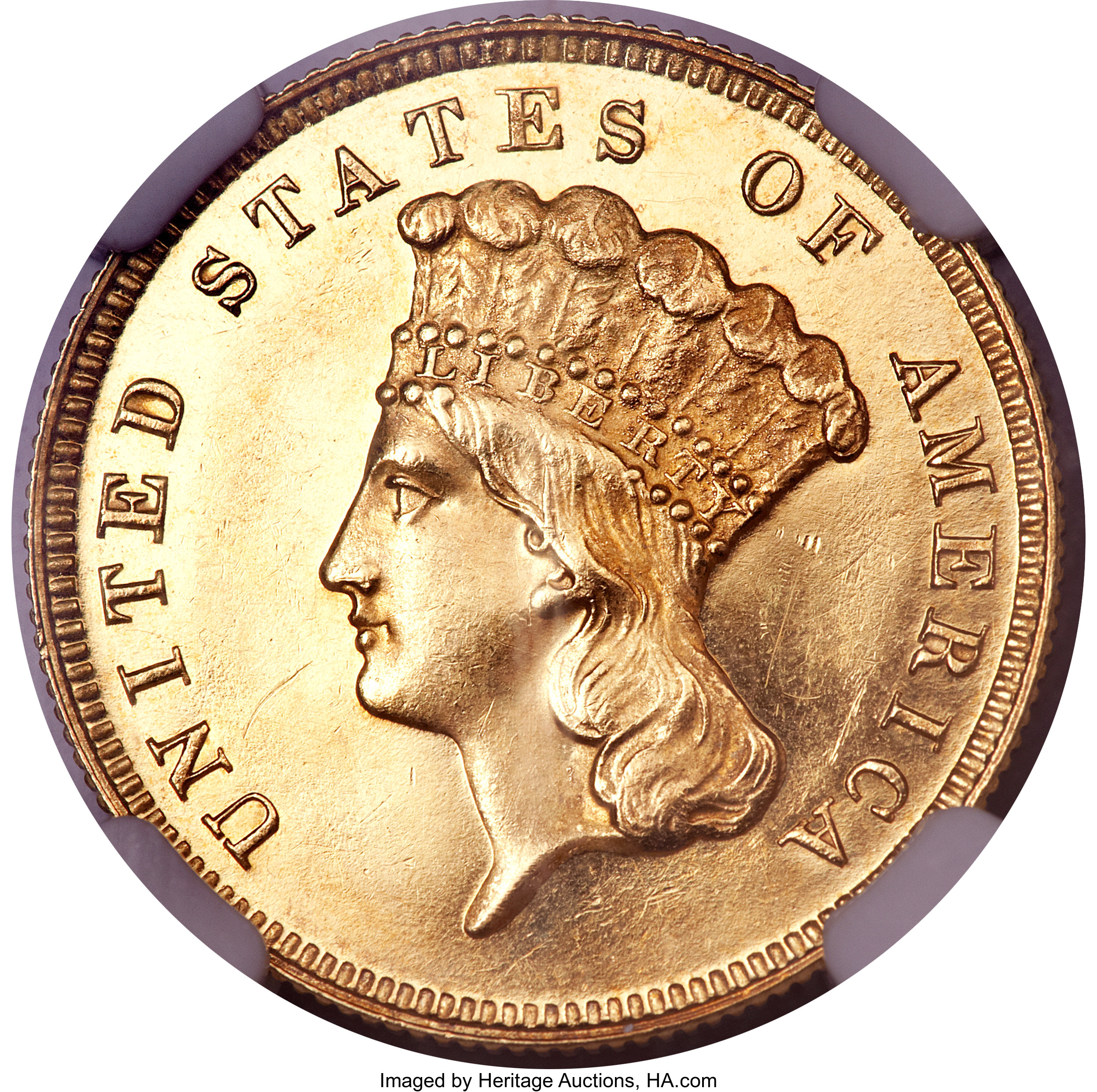image for: 1876 $3 PR64 Cameo NGC....