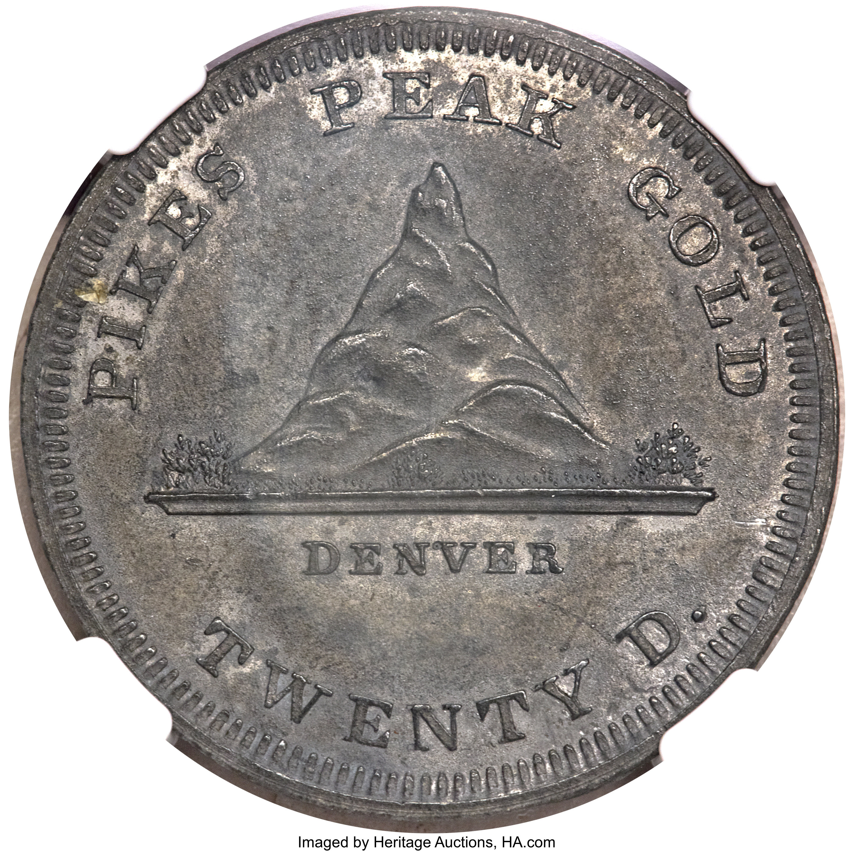 1860 DT$20 Clark Gruber, Silver Die Trial MS