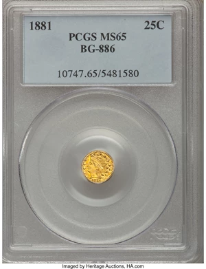 image for: 1881 25C Indian Round 25 Cents, BG-886, High R.5, MS65 PCGS. PCGS Population (6/2). NGC Census: (2/2). (#10747)...