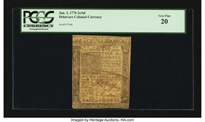image for: Delaware January 1, 1776 2s 6d PCGS Very Fine 20....