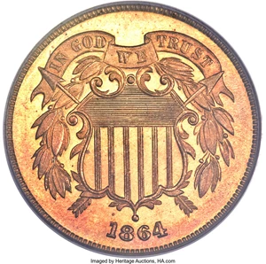 image for: 1864 2C Large Motto PR66 Red Cameo PCGS Secure. CAC....