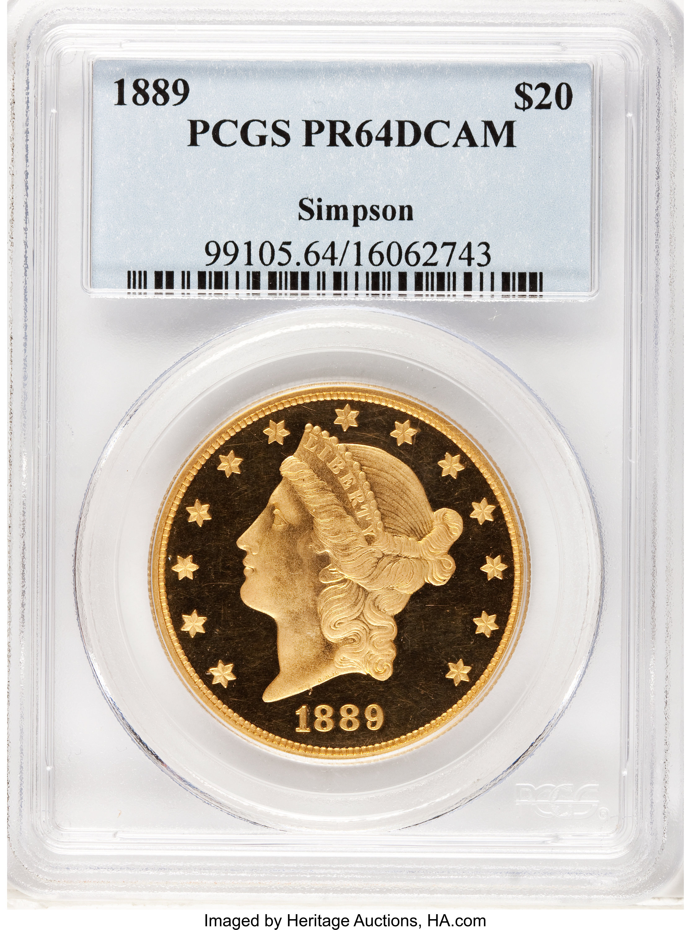 image for: 1889 $20 PR64 Deep Cameo PCGS....