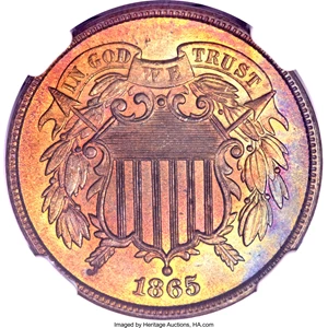 image for: 1865 2C MS67 ★ Red and Brown NGC....