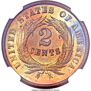 image for: 1865 2C MS67 ★ Red and Brown NGC....