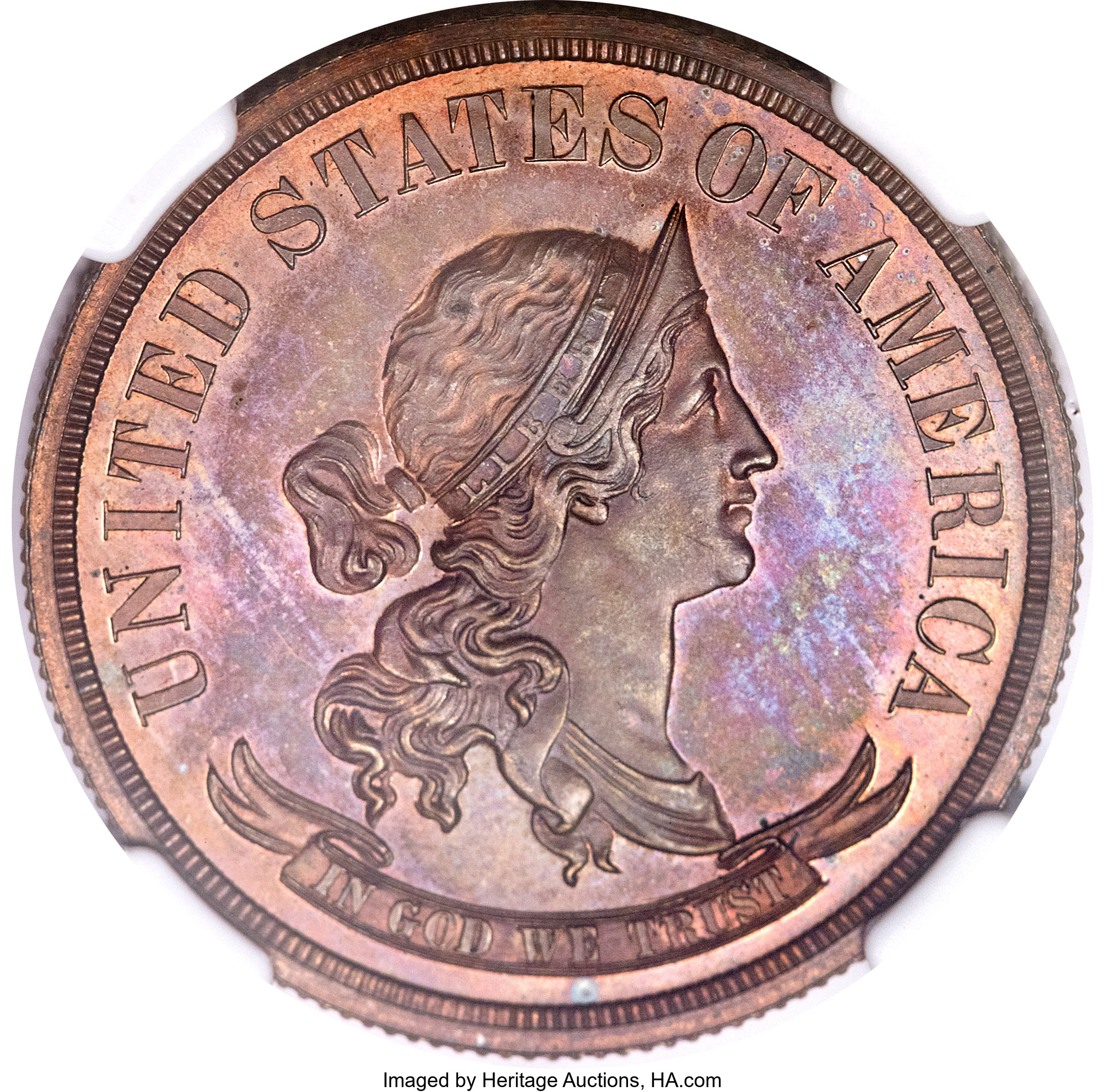 image for: 1869 50C Standard Silver Half Dollar, Judd-750, Pollock-833, R.7, PR66 Red and Brown NGC....