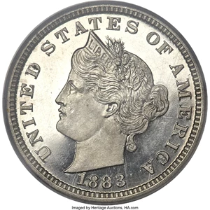 image for: 1883 5C Liberty Head Five Cents, Judd-1704, Pollock-1908, Low R.6, PR64 Deep Cameo PCGS. CAC....
