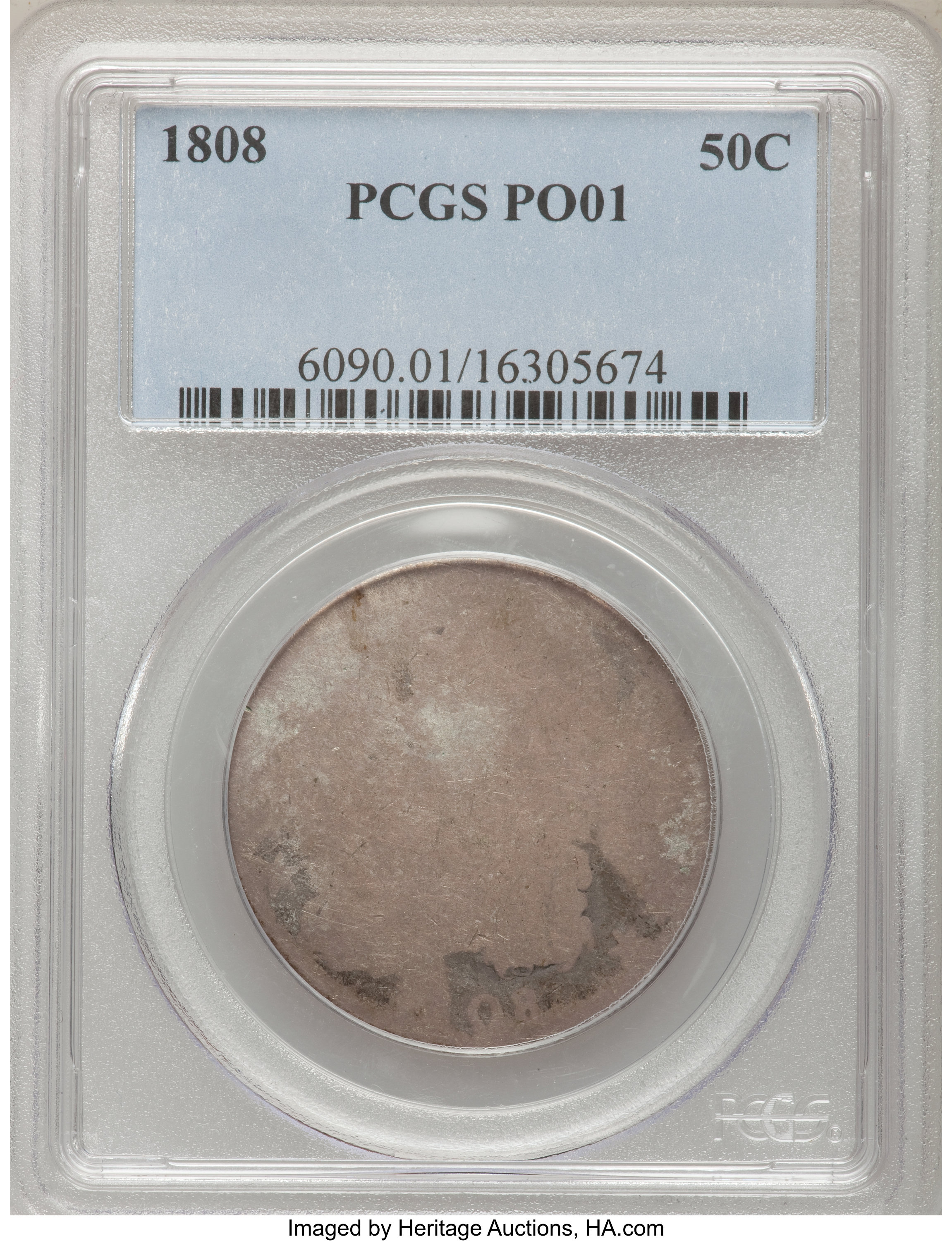 1808 50C Poor 1 PCGS. PCGS Population (2/476). NGC Census: (0/409). Mintage: 1,368,600. Numismedia Wsl. Price for problem f...