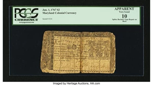 image for: Maryland January 1, 1767 $2 PCGS Apparent Very Good 10....