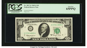 image for: Fr. 2017-G $10 1963A Federal Reserve Note. PCGS Gem New 65PPQ....