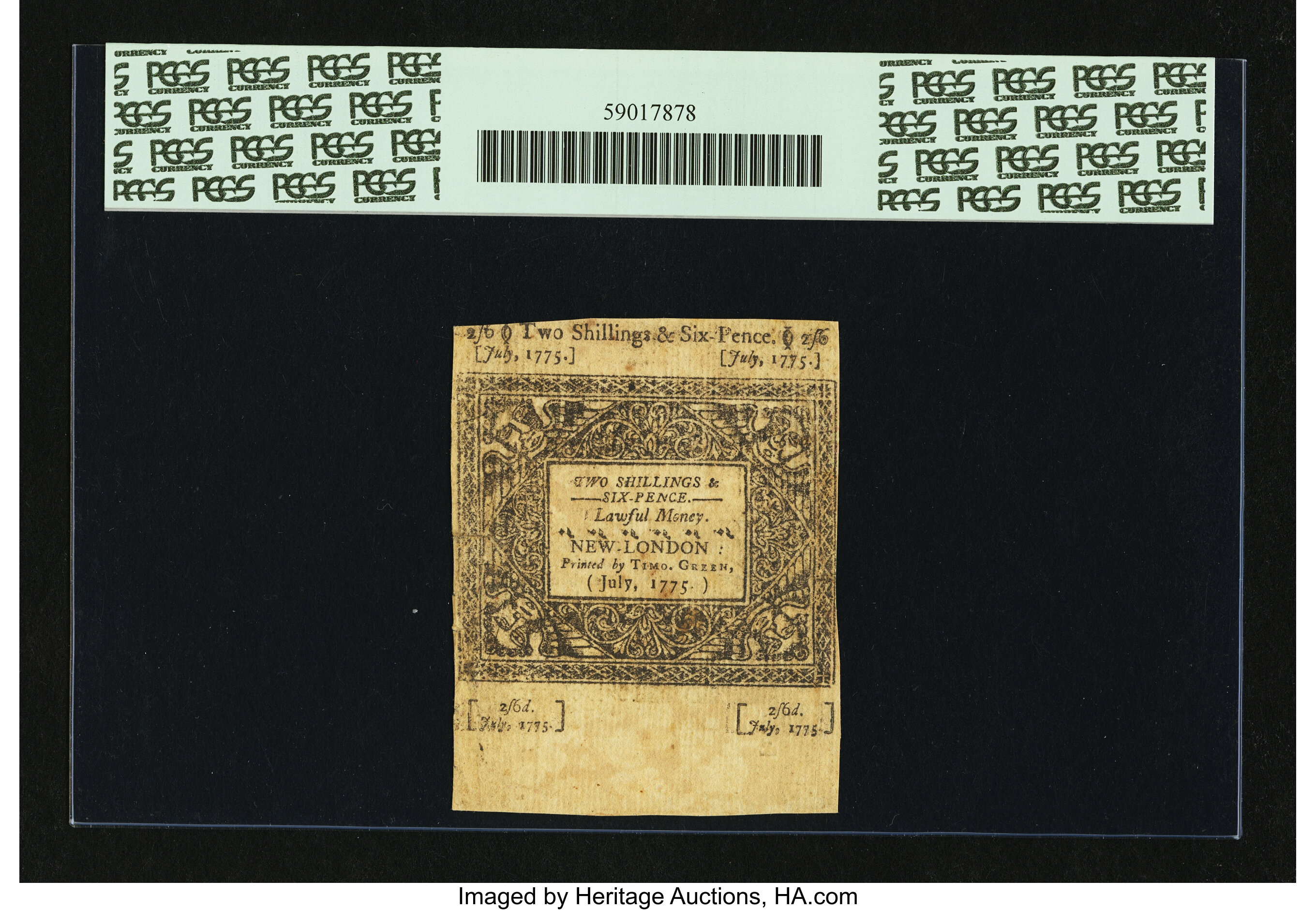 image for: Connecticut July 1, 1775 2s 6d PCGS Apparent Very Fine 25....