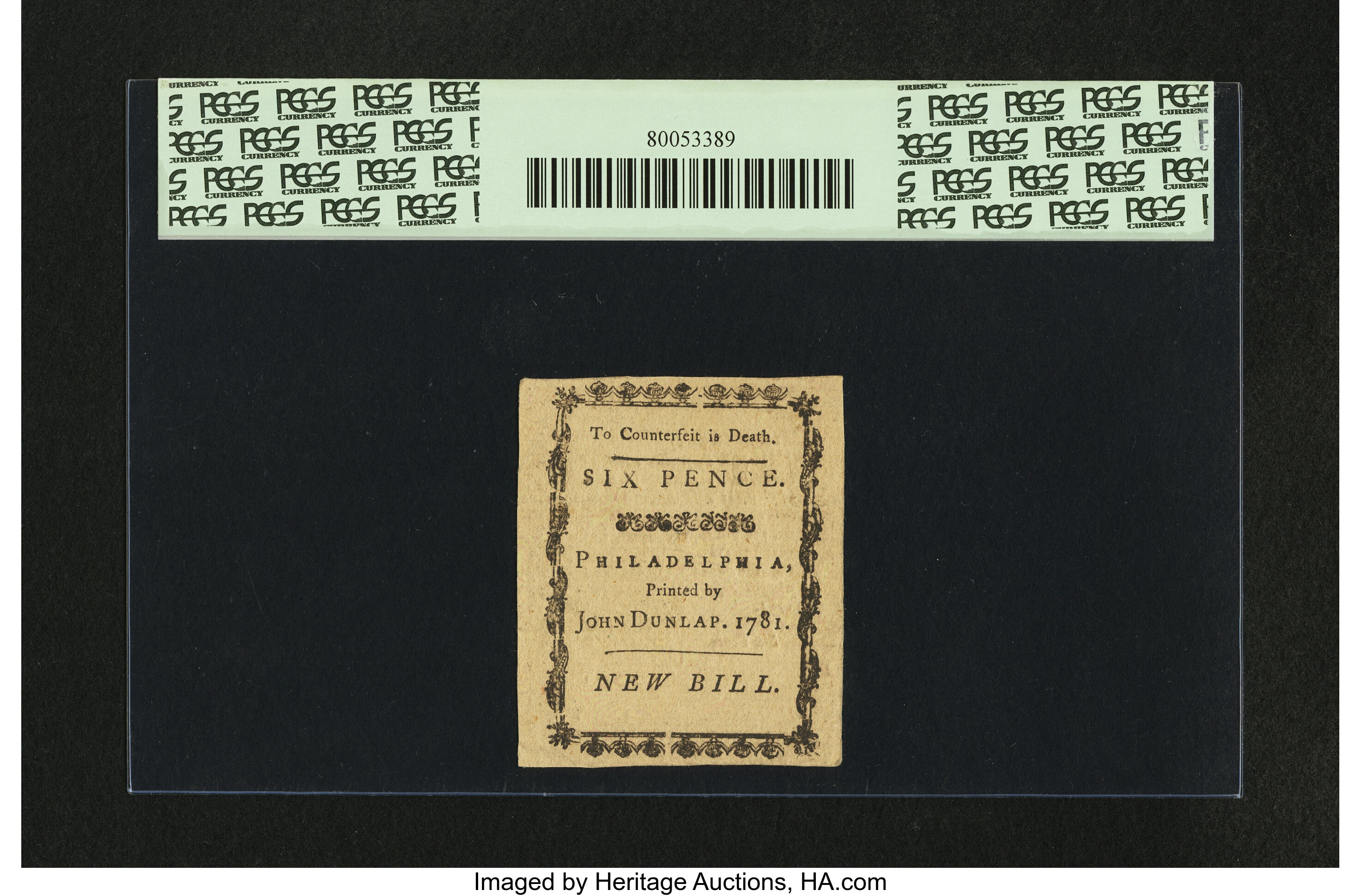 image for: Pennsylvania April 20, 1781 6d PCGS Extremely Fine 45PPQ....