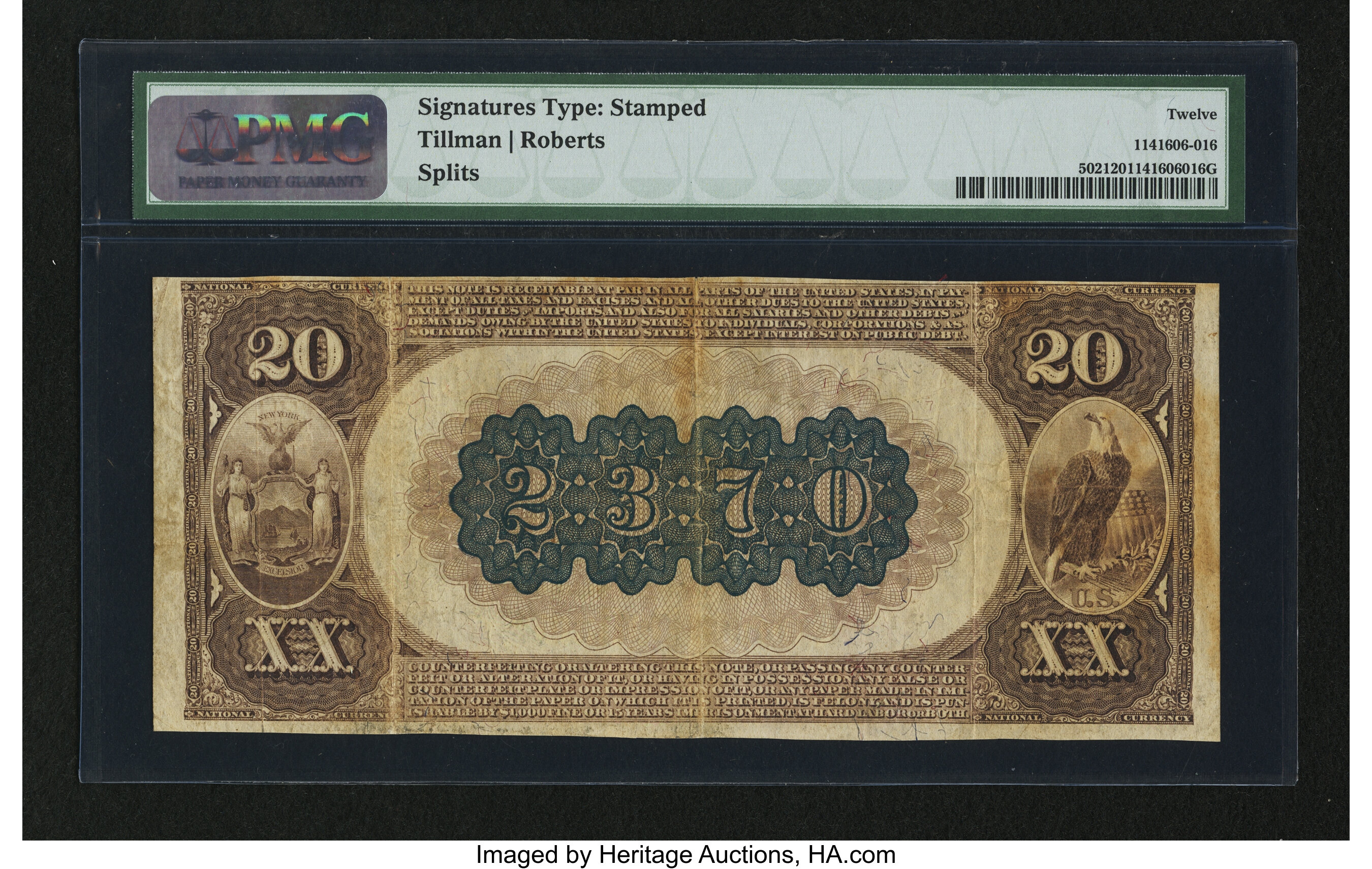 image for: New York, NY - $20 1882 Brown Back Fr. 502 The Chase NB Ch. # (E)2370...