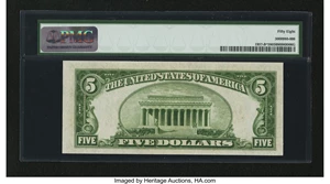 image for: Fr. 1957-B* $5 1934A Federal Reserve Note. PMG Choice About Unc 58....