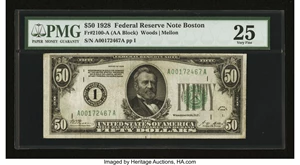 image for: Fr. 2100-A $50 1928 Federal Reserve Note. PMG Very Fine 25....