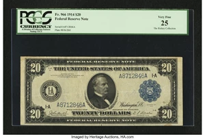 image for: Fr. 966 $20 1914 Federal Reserve Note PCGS Very Fine 25....