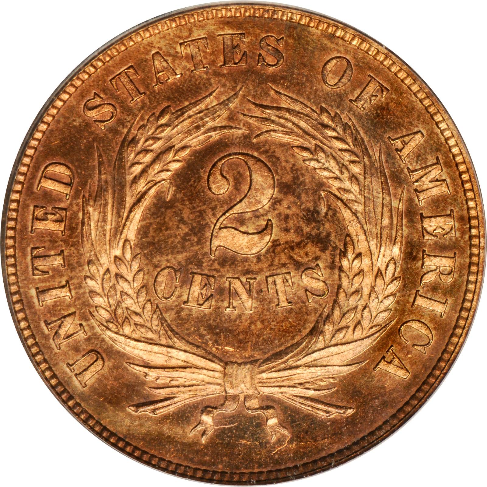 image for: 1864 Two-Cent Piece. Small Motto. Proof-65 RD Cameo (PCGS). CAC. Secure Holder.