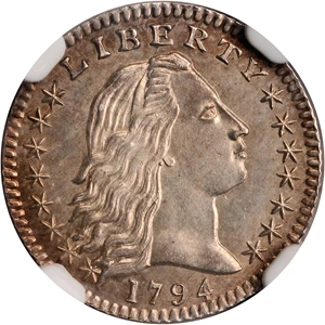 image for: 1794 Flowing Hair Half Dime. LM-3, V-3A. Rarity-4. MS-67 (NGC).