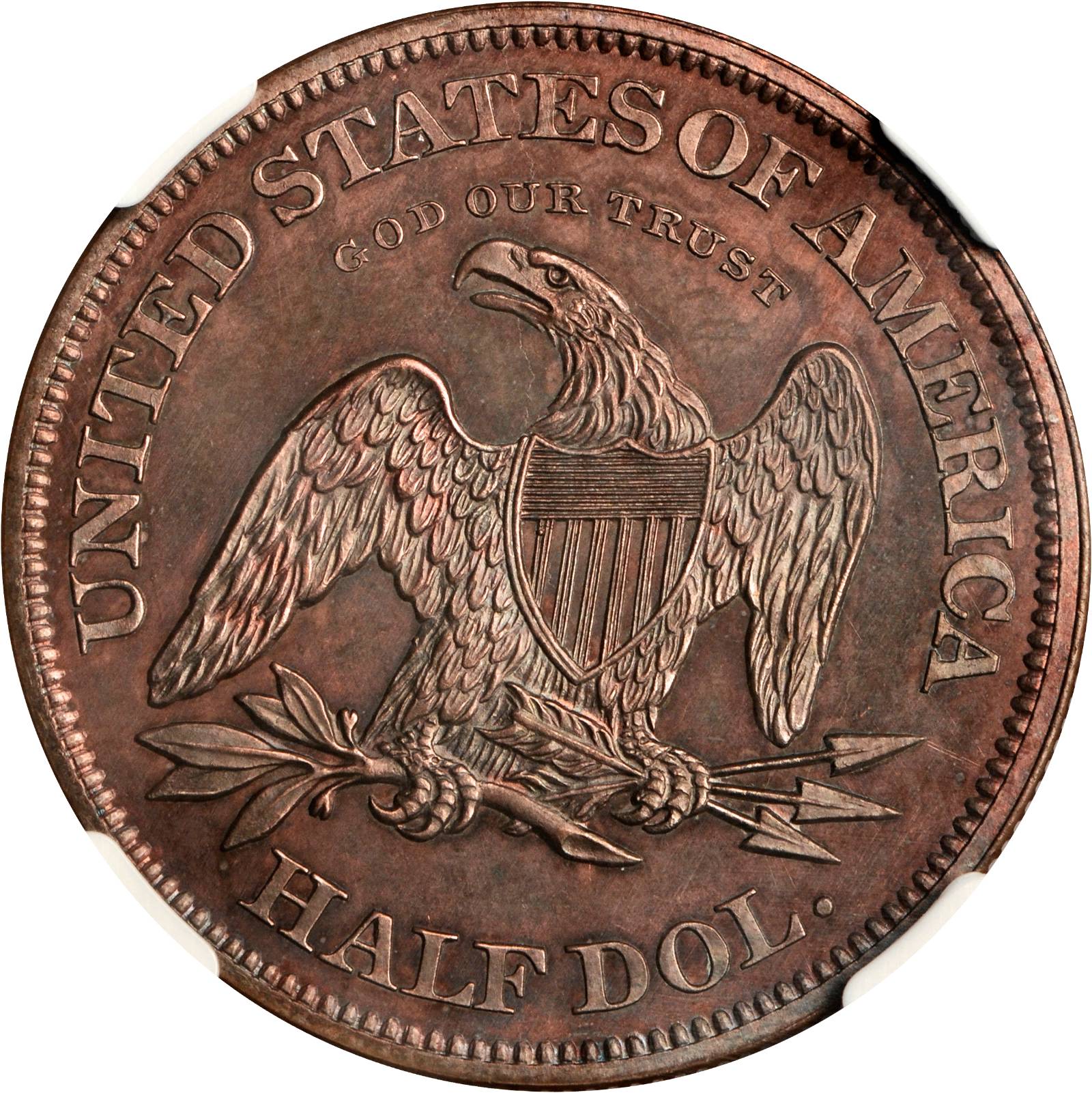 image for: 1861 Pattern Seated Liberty Half Dollar. Judd-280, Pollock-331. Rarity-7-. Proof-67 BN (NGC).