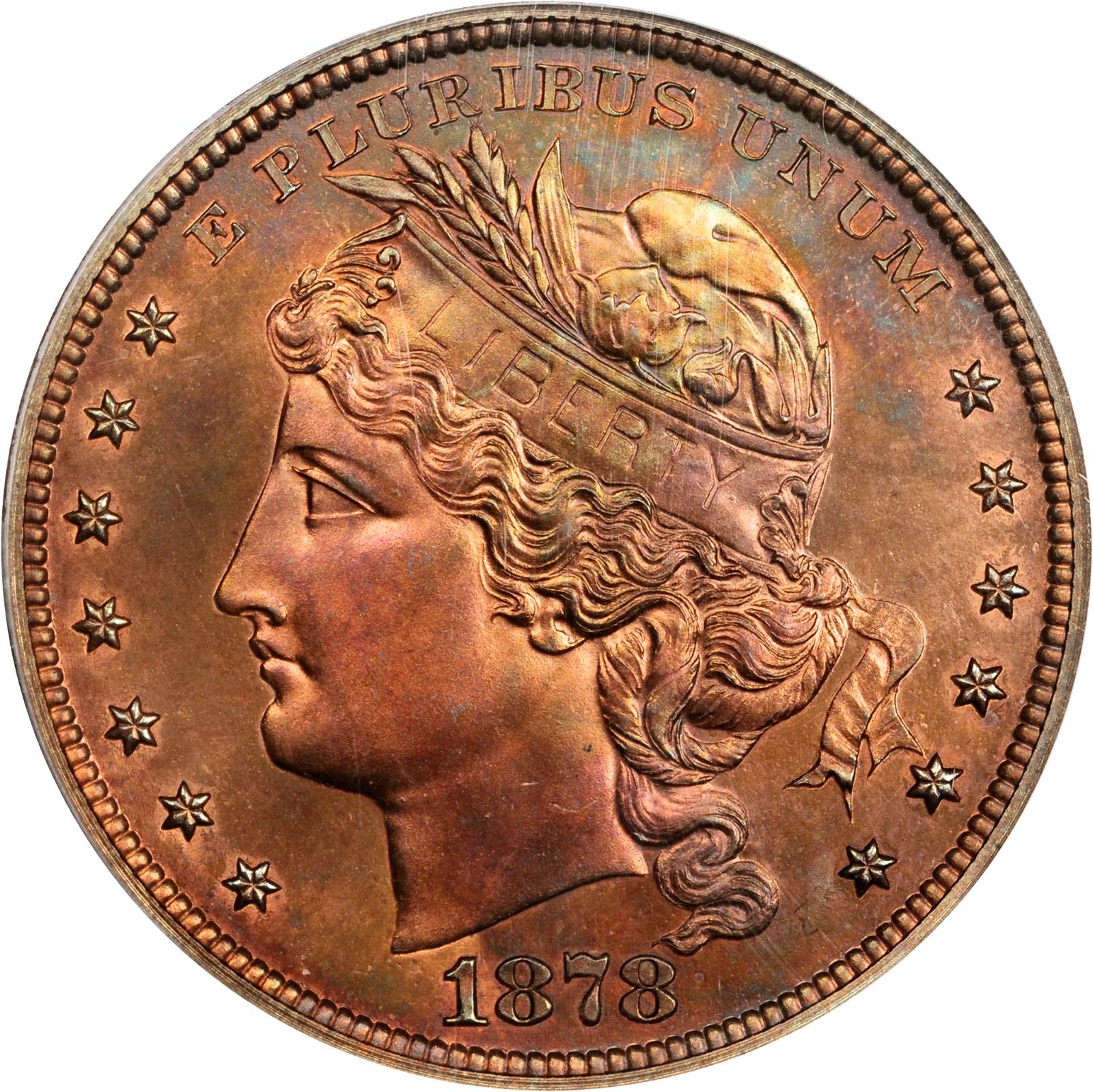 image for: 1878 Pattern Goloid Dollar. Judd-1562, Pollock-1753. Rarity-6+. Proof-66 RB (PCGS).