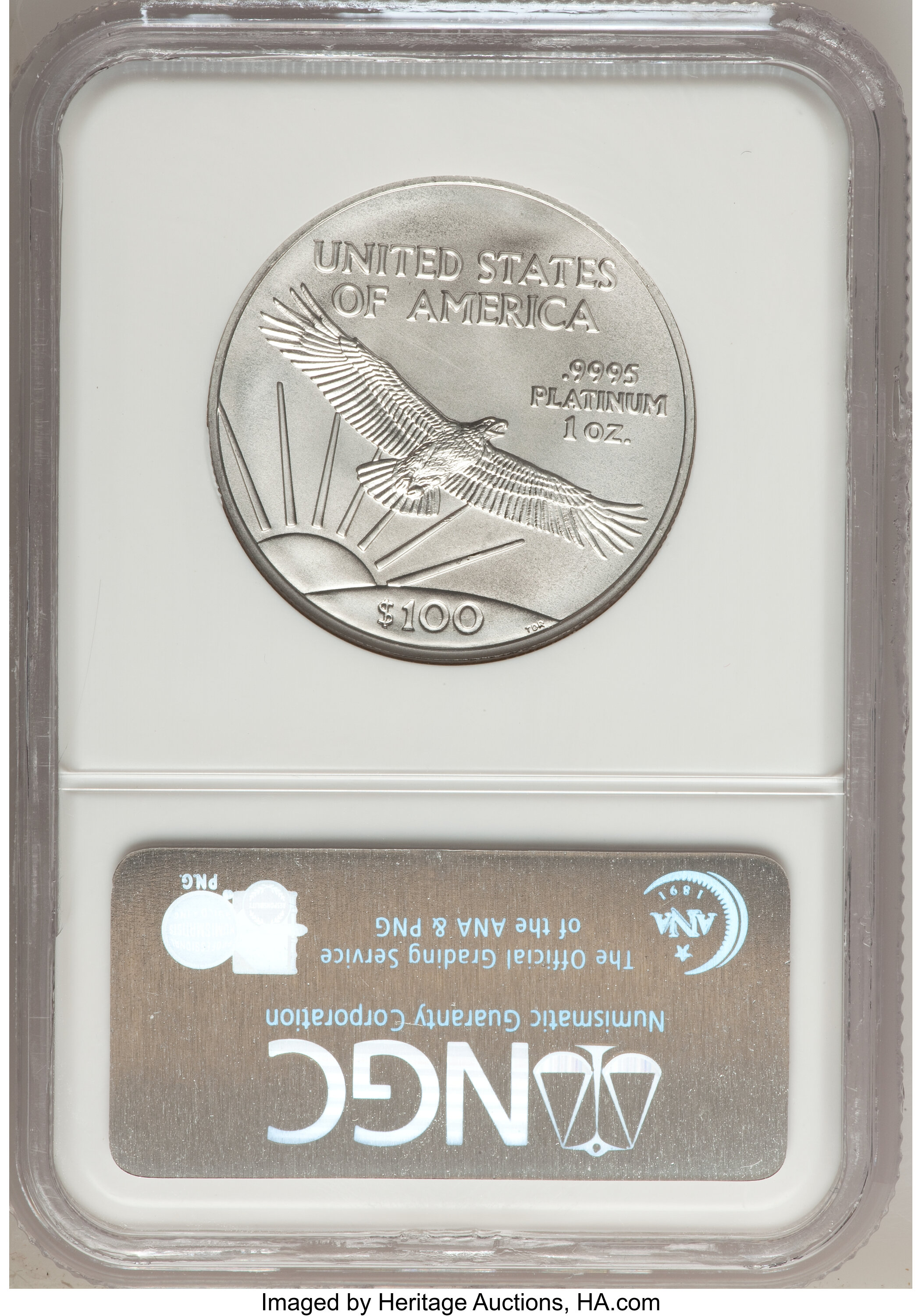 image for: 2006 $100 One-Ounce Platinum MS69 NGC. First Strikes. NGC Census: (0/0). PCGS Population (484/27).  Numismedia Wsl. Price f...