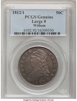 image for: 1812/1 50C Large 8 Genuine PCGS. O-101a, Low R.5....