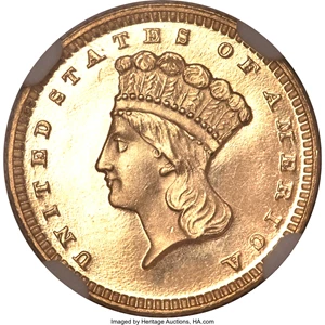 image for: 1874 G$1 PR64+ Ultra Cameo NGC. CAC....