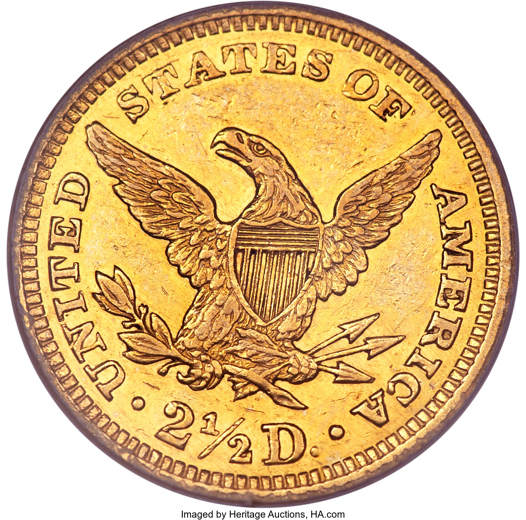 image for: 1864 $2 1/2 AU53 PCGS Secure....