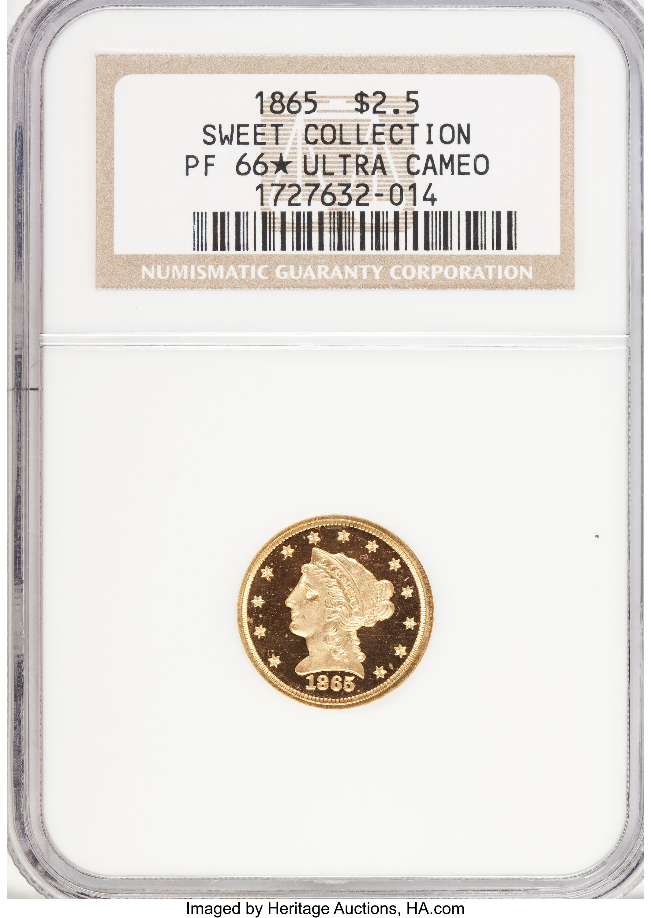 image for: 1865 $2 1/2 PR66  ★  Ultra Cameo NGC....