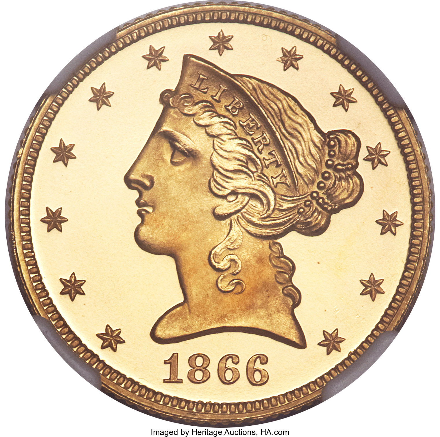 image for: 1866 $5 PR66  ★  Ultra Cameo NGC....