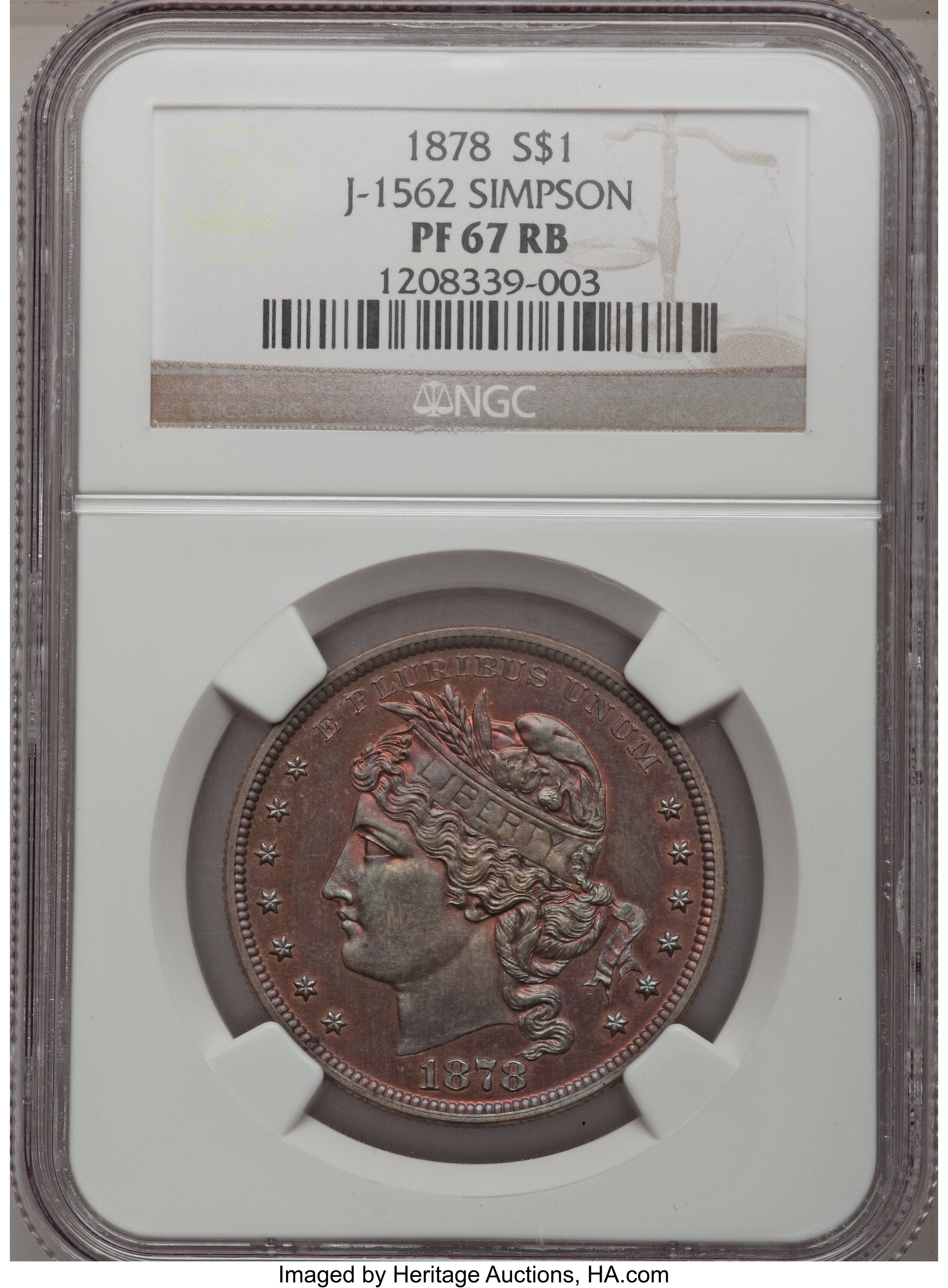 image for: 1878 $1 Goloid Dollar, Judd-1562, Pollock-1753, R.6-7, PR67 Red and Brown NGC....