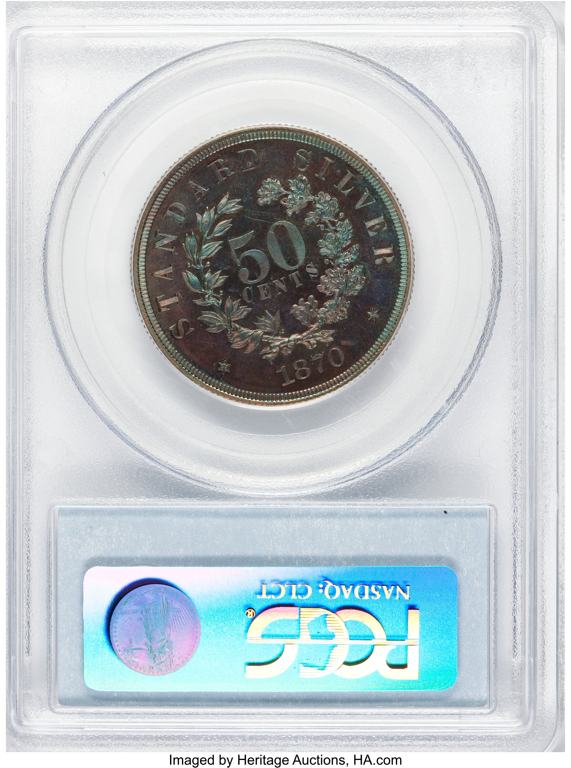 image for: 1870 50C Standard Silver Half Dollar, Judd-989, Pollock-1118, R.7, PR64 Red and Brown PCGS....