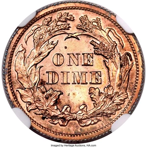 image for: 1874 10C Ten Cents, Judd-1352, Pollock-1496, R.7, PR62 Red NGC....