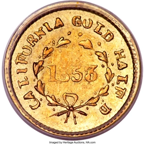 image for: 1853 50C Liberty Round 50 Cents, BG-418, Low R.7, MS64 PCGS....
