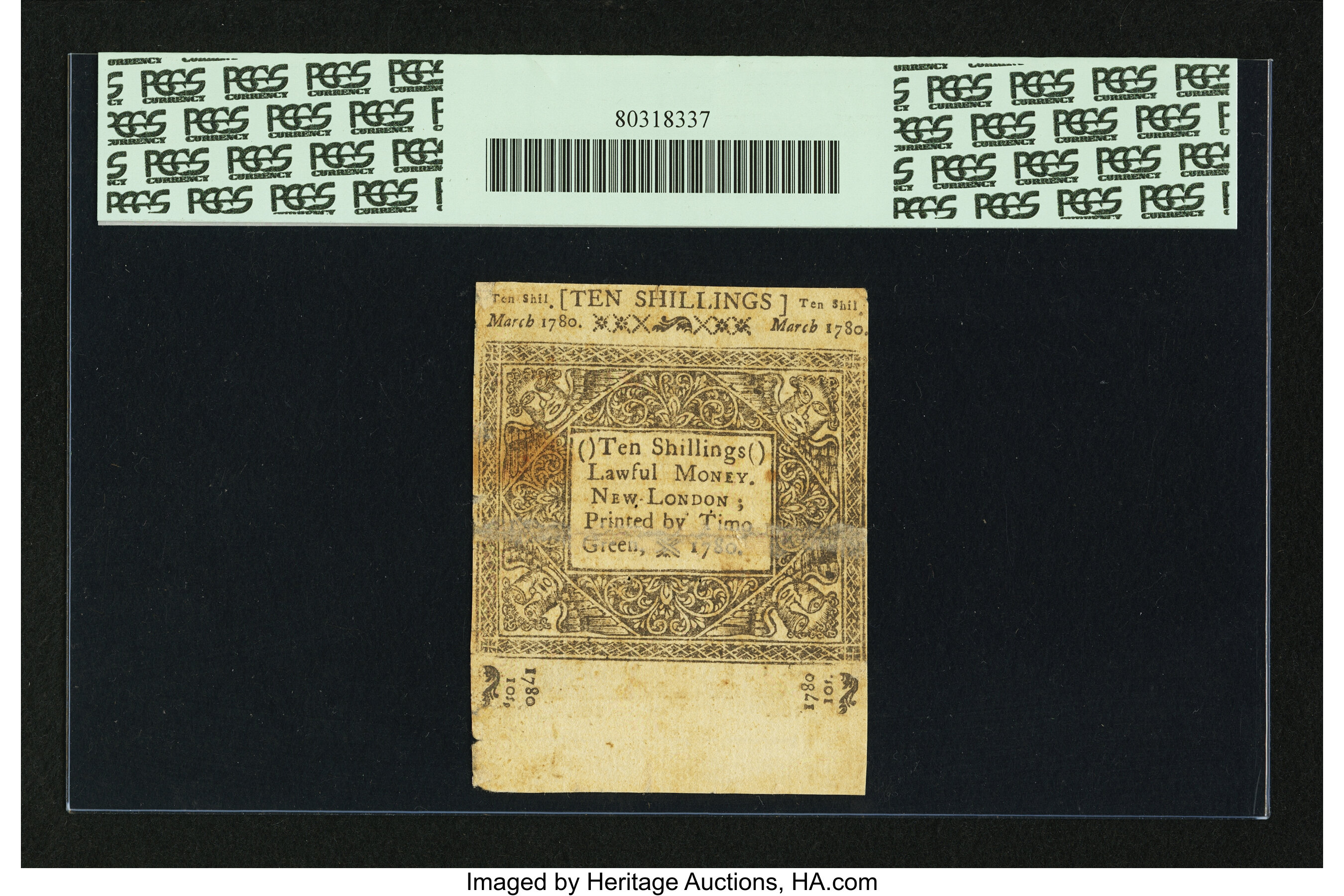 image for: Connecticut March 1, 1780 10s Uncancelled PCGS Apparent Extremely Fine 40....