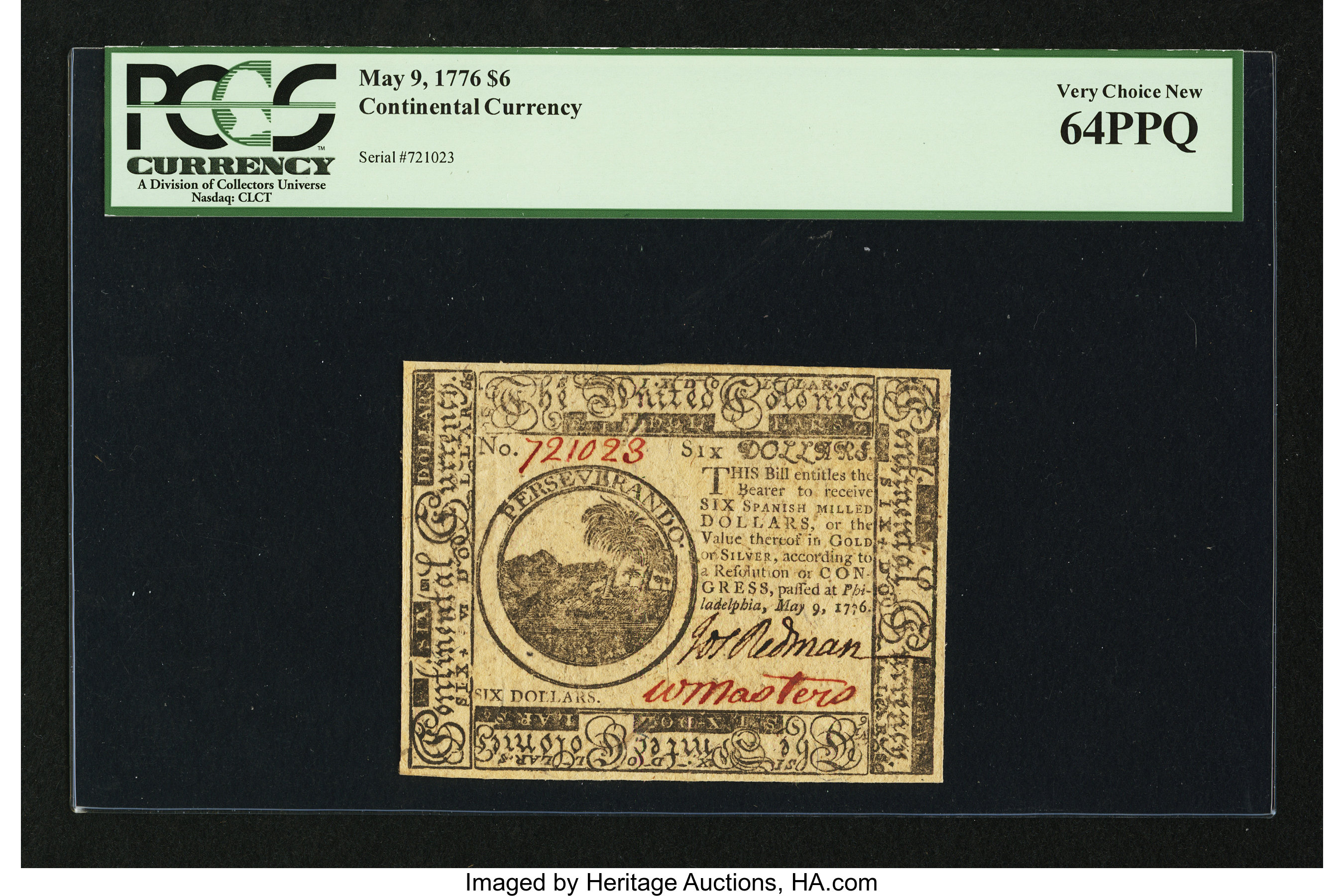image for: Continental Currency May 9, 1776 $6 PCGS Very Choice New 64PPQ....