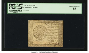 image for: Continental Currency April 11, 1778 $40 PCGS Choice About New 55....