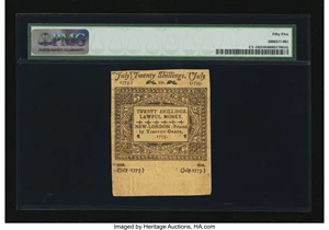 image for: Connecticut July 1, 1775 20s PMG About Uncirculated 55....