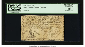 image for: South Carolina February 8, 1779 $80 PCGS Apparent Extremely Fine 45....
