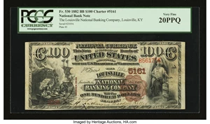 image for: Louisville, KY - $100 1882 Brown Back Fr. 530 The Louisville National Banking Company Ch. # 5161...