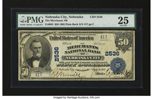 image for: Nebraska City, NE - $50 1902 Plain Back Fr. 683 The Merchants NB Ch. # 2536...