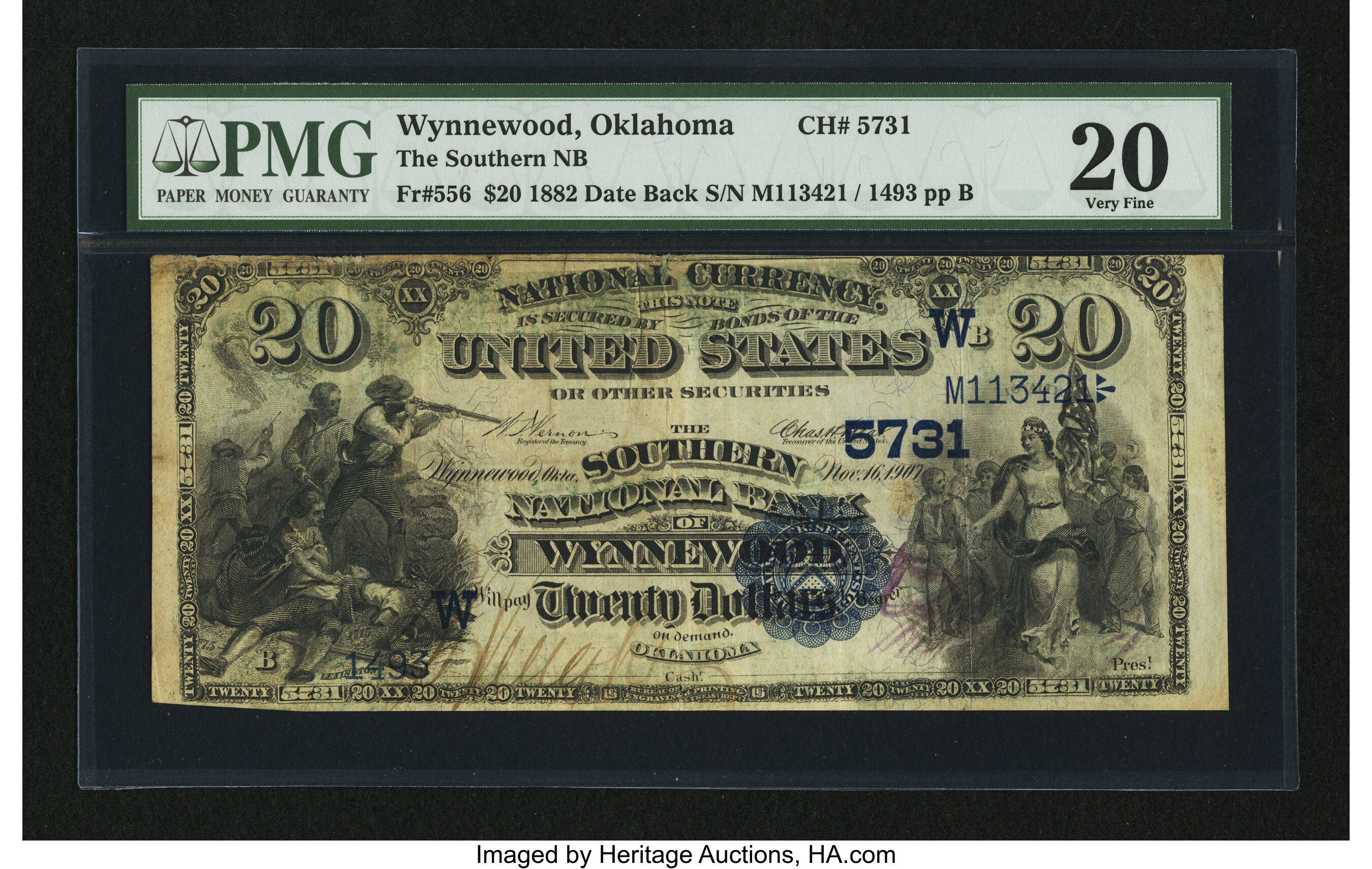 image for: Wynnewood, OK - $20 1882 Date Back Fr. 556 The Southern NB Ch. # (W)5731...