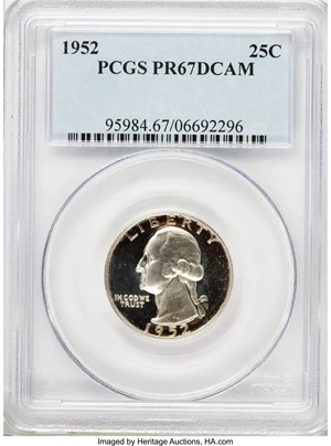 image for: 1952 25C PR67 Deep Cameo PCGS....