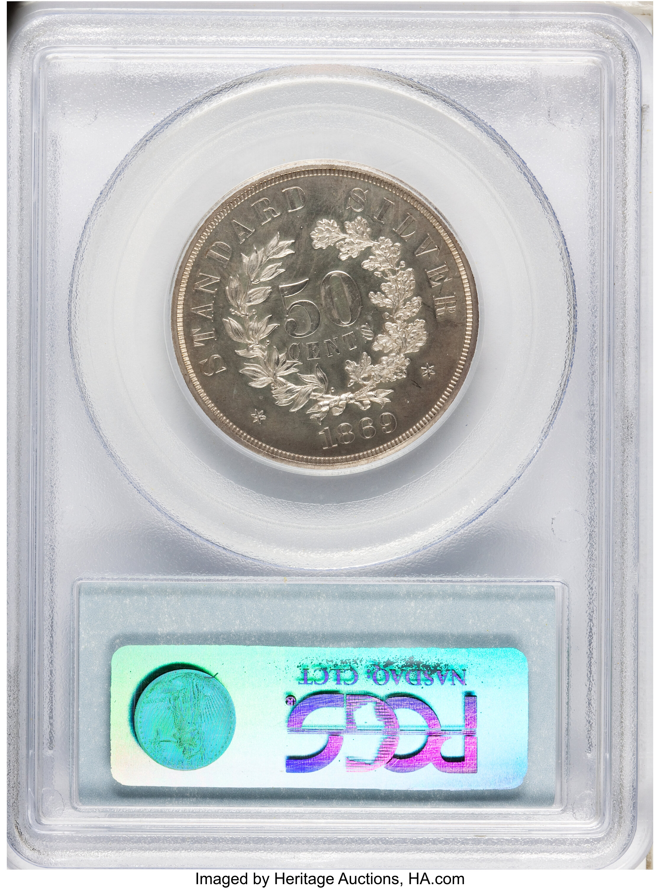 image for: 1869 50C Standard Silver Half Dollar, Judd-743, Pollock-824, High R.6, PR64 Cameo PCGS. CAC....