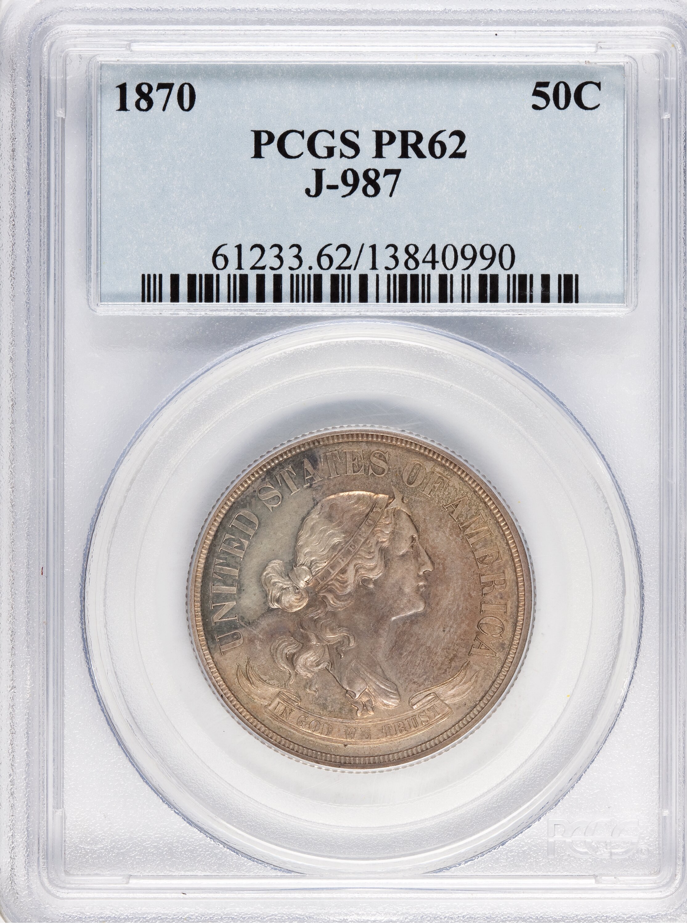 image for: 1870 50C Standard Silver Half Dollar, Judd-987, Pollock-1116, High R.6, PR62 PCGS....