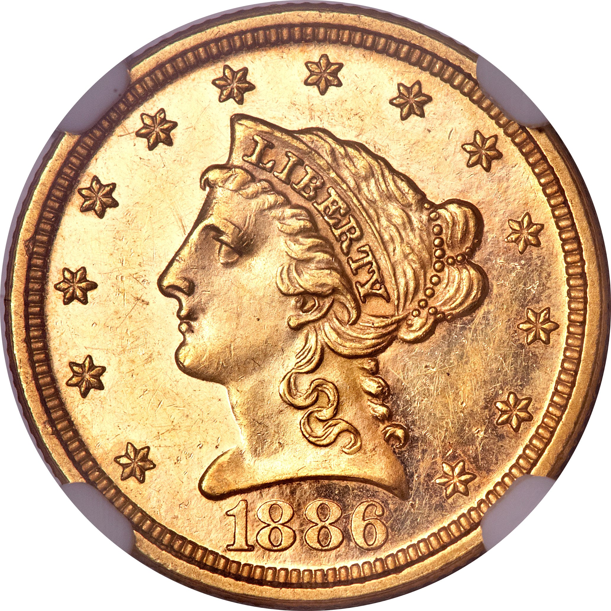 image for: 1886 $2 1/2 PR61 Cameo NGC....