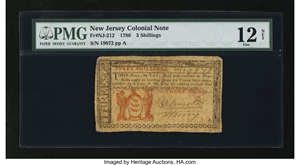 image for: New Jersey 1786 3s PMG Fine 12 Net....
