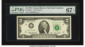 image for: Fr. 1935-L* $2 1976 Federal Reserve Star Note. PMG Superb Gem Unc 67 EPQ....