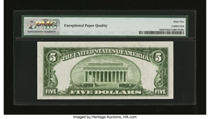 image for: Fr. 1959-G $5 1934C Wide Federal Reserve Note. PMG Gem Uncirculated 65 EPQ....