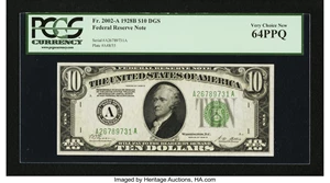 image for: Fr. 2002-A $10 1928B DGS Federal Reserve Note. PCGS Very Choice New 64PPQ....