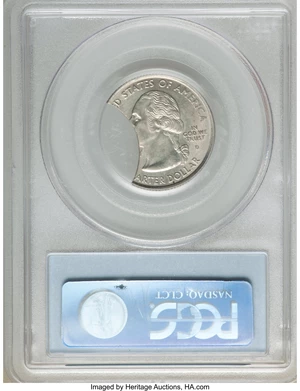 image for: 2000-D 25C New Hampshire Statehood Quarter Dollar -- 24% Clipped Planchet -- MS62 PCGS....